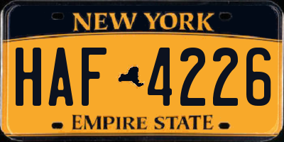 NY license plate HAF4226