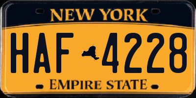NY license plate HAF4228