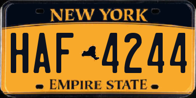 NY license plate HAF4244