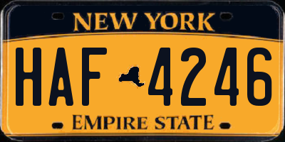 NY license plate HAF4246