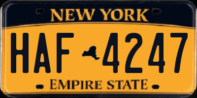NY license plate HAF4247