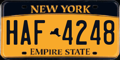 NY license plate HAF4248