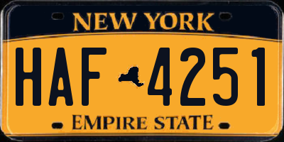 NY license plate HAF4251