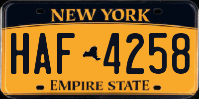 NY license plate HAF4258