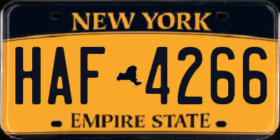 NY license plate HAF4266