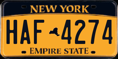 NY license plate HAF4274