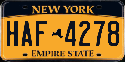 NY license plate HAF4278
