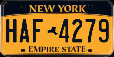 NY license plate HAF4279