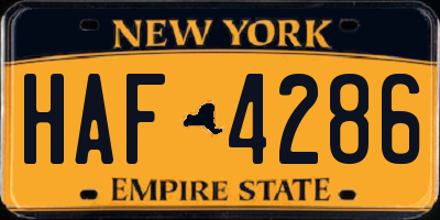 NY license plate HAF4286