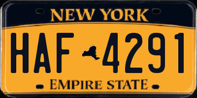NY license plate HAF4291