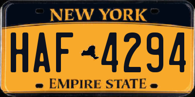 NY license plate HAF4294