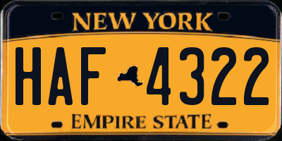 NY license plate HAF4322