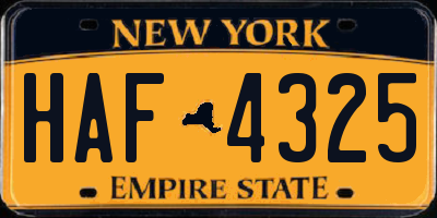NY license plate HAF4325