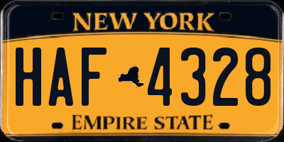 NY license plate HAF4328