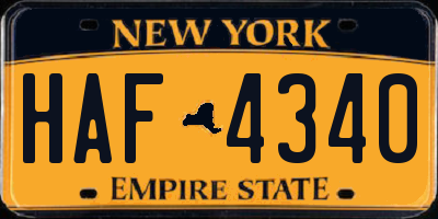 NY license plate HAF4340