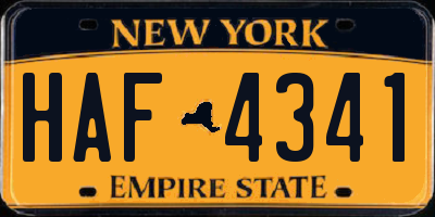 NY license plate HAF4341