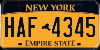 NY license plate HAF4345