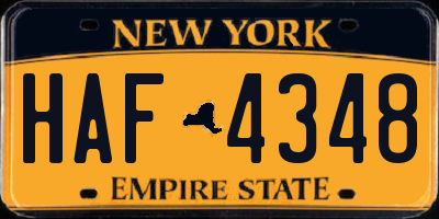 NY license plate HAF4348