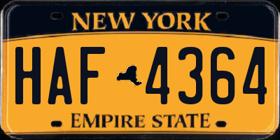 NY license plate HAF4364