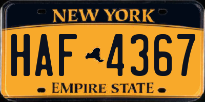 NY license plate HAF4367