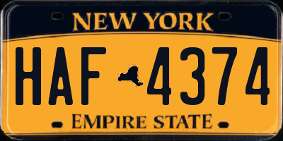 NY license plate HAF4374