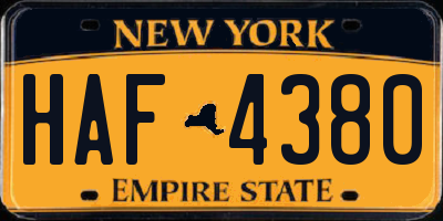 NY license plate HAF4380