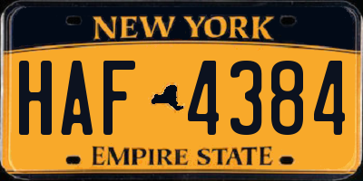 NY license plate HAF4384