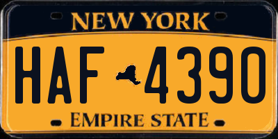 NY license plate HAF4390