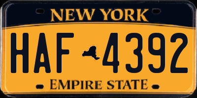 NY license plate HAF4392