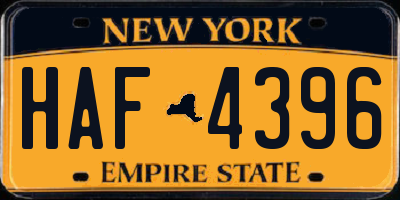 NY license plate HAF4396