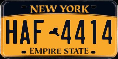 NY license plate HAF4414