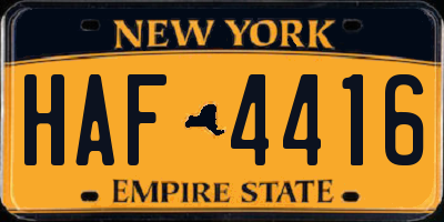 NY license plate HAF4416