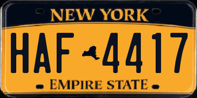 NY license plate HAF4417