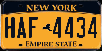 NY license plate HAF4434