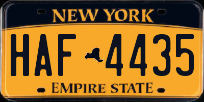 NY license plate HAF4435