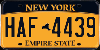 NY license plate HAF4439