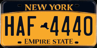 NY license plate HAF4440