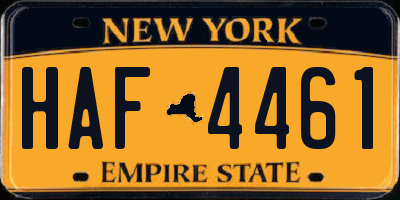 NY license plate HAF4461
