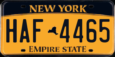 NY license plate HAF4465