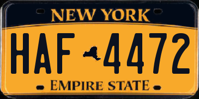 NY license plate HAF4472