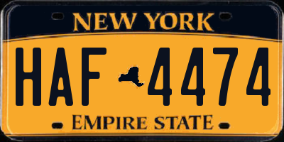 NY license plate HAF4474