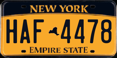 NY license plate HAF4478