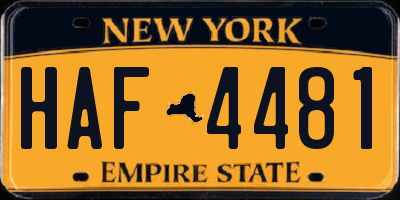 NY license plate HAF4481