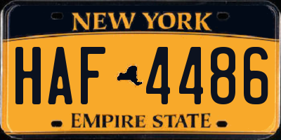 NY license plate HAF4486