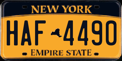NY license plate HAF4490