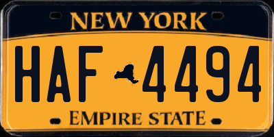 NY license plate HAF4494