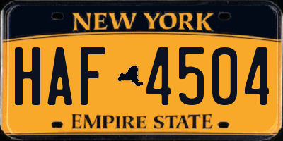 NY license plate HAF4504