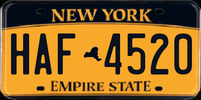 NY license plate HAF4520