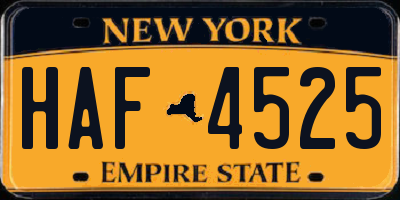 NY license plate HAF4525