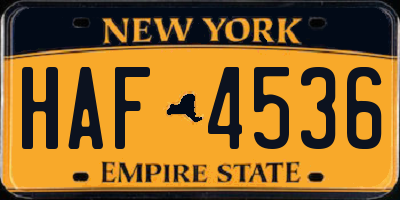 NY license plate HAF4536
